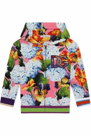Dolce & Gabbana Hortensia logo-patch zip-up hoodie
