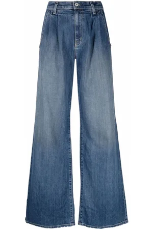 NILI LOTAN Wide-leg bleach-effect denim jeans