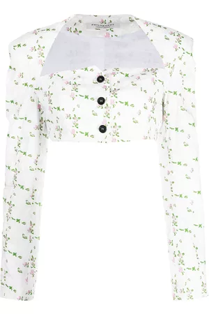 Serafini Cropped floral-print blouse