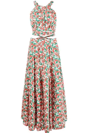Serafini Fantasy-print cut-out waist dress