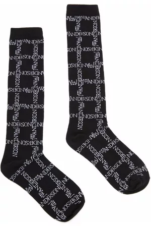 J.W.Anderson Logo grid-print socks