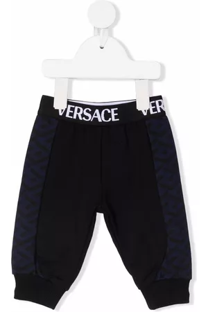 VERSACE Logo-waist cotton track pants