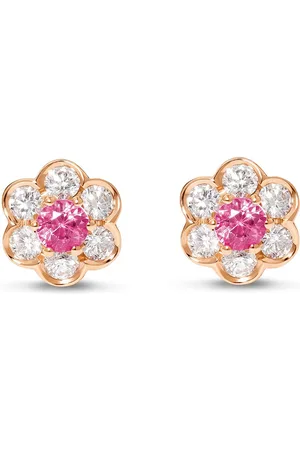 David Morris 18kt rose gold diamond Berry Flower stud earrings