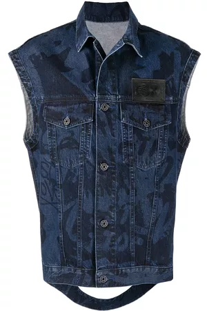 Ports V Slogan-print denim gilet