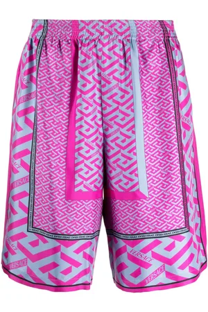 VERSACE La Greca panelled-print Bermuda shorts