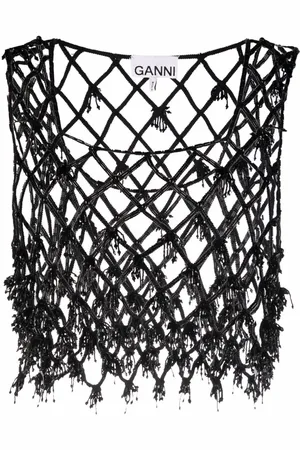 Ganni Beaded netting crop top