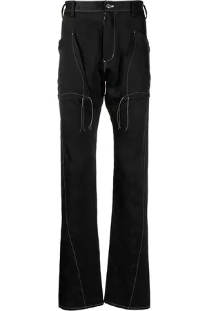 Sulvam Contrast-stitch slim flare trousers