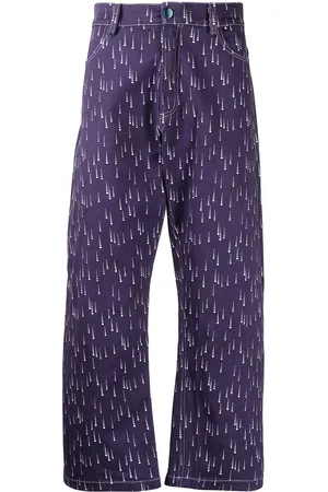 PIERRE-LOUIS MASCIA Raindrop-print cropped jeans