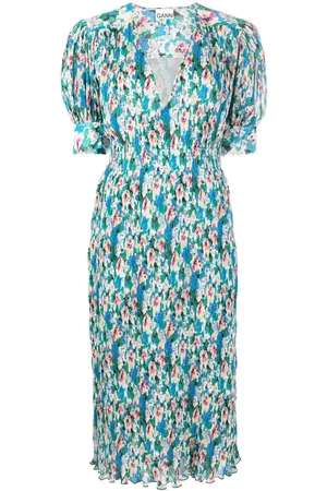 Ganni Floral-print pleated georgette midi dress