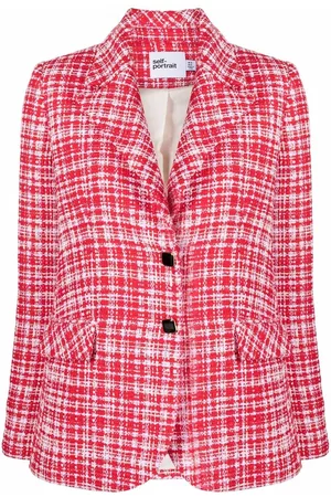 Self-Portrait Bouclé checked blazer