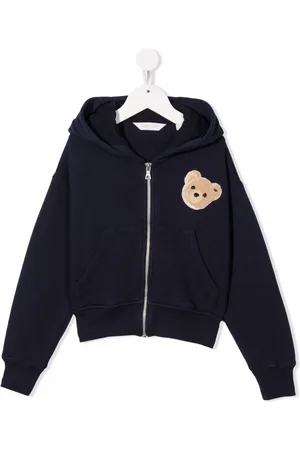 Palm Angels Flocked-bear zip-up hoodie