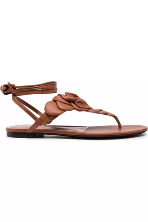 VALENTINO GARAVANI Floral appliqué leather sandals