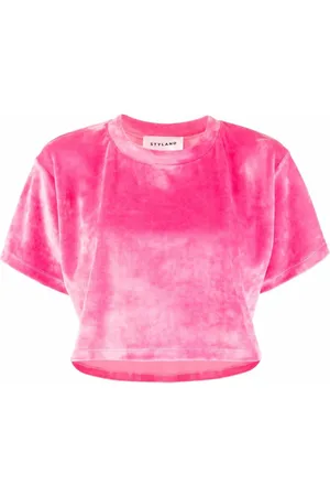 Styland Velvet-effect cropped T-shirt