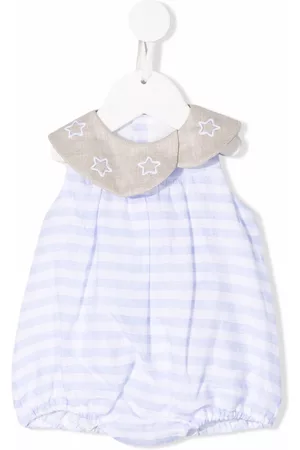 LA STUPENDERIA Collared stripe-print bodysuit