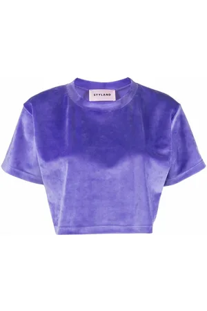 Styland Velvet-effect cropped T-shirt