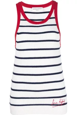 Sonia by Sonia Rykiel Embroidered-logo striped knitted tank top