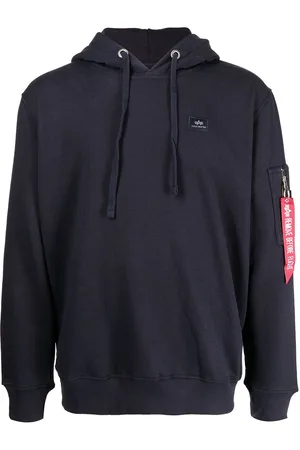 Alpha Industries Logo patch rib-trimmed hoodie