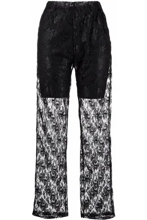 Serafini Floral lace-overlay trousers