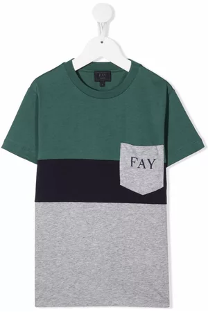FAY Colour-block cotton T-shirt