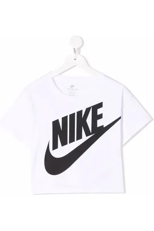 Nike Kids Girls Short Sleeve - Cropped logo-print T-shirt