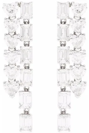 Shay 18kt white gold double diamond waterfall earrings
