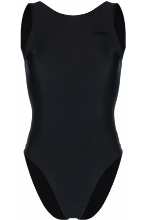 Ganni Chest logo-print swimsuit