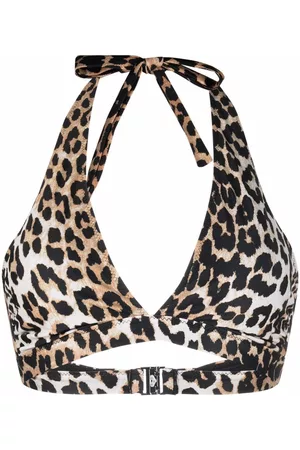 Ganni Leopard-print bikini top