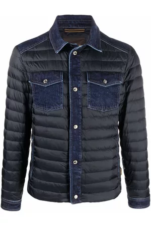 MOORER Denim-detail padded jacket
