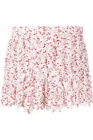 Msgm Cherry-print ruffled mini shorts