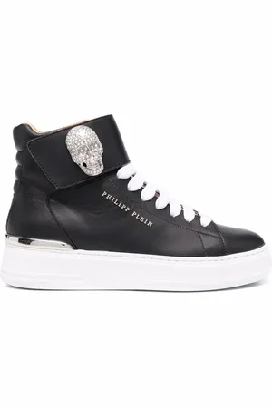 Philipp Plein Crystal-skull leather sneakers