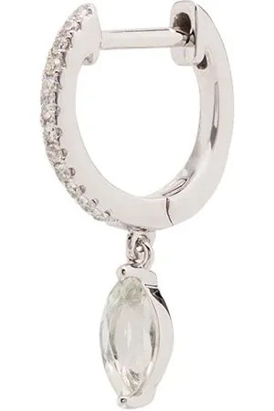 Roxanne First 14kt white gold diamond amethyst drop hoop