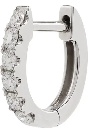 Roxanne First 14kt white gold and diamond hoop earring