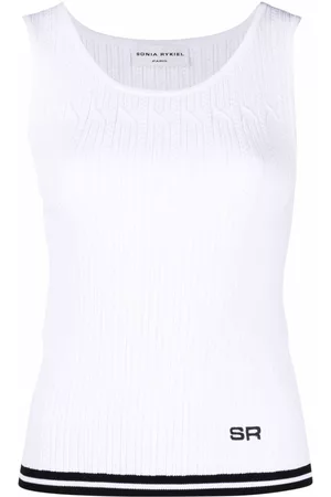 Sonia by Sonia Rykiel Logo-embroidered pointelle-knit tank top