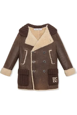 Dolce & Gabbana Shearling-trim double-breasted coat