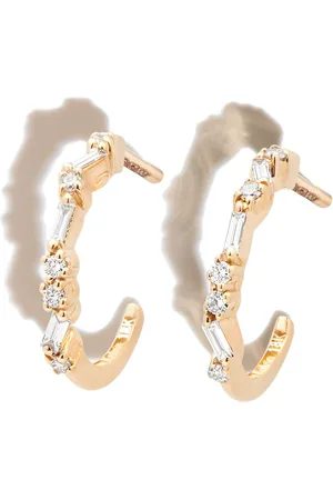 Suzanne Kalan 18kt yellow diamond hoop earrings