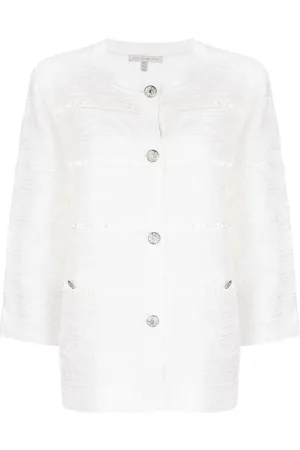 SHIATZY CHEN Textured-knit crop-sleeve cardigan