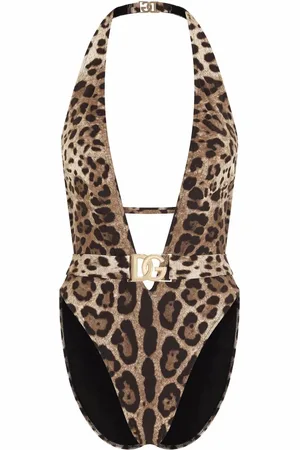 Dolce & Gabbana Leopard-print belted swimsuit