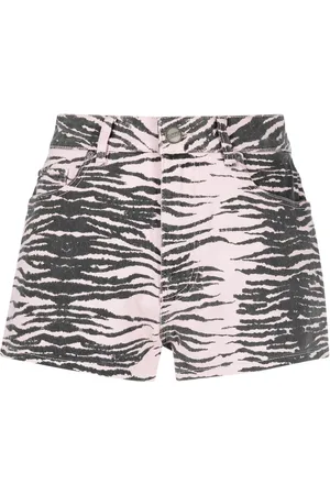 Ganni Tiger-stripe denim shorts