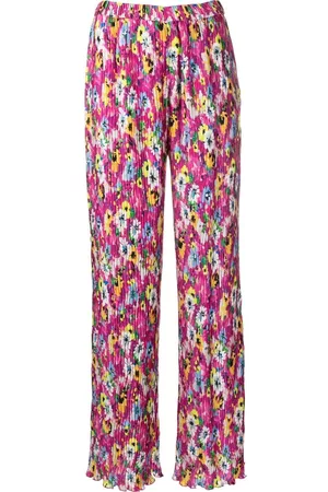 Msgm Pleated floral-print trousers