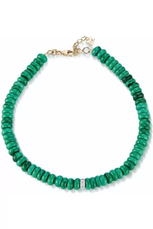 Mateo 14kt yellow malachite roundel and diamond station bracelet
