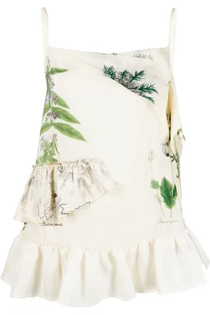 SEMICOUTURE Leaf-print silk top