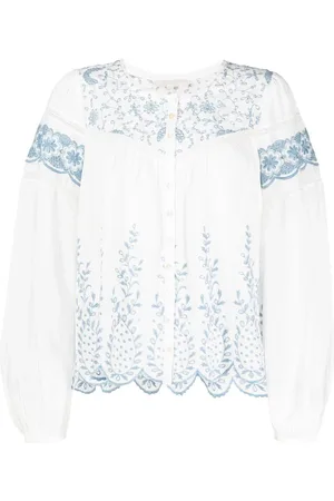 LOVESHACKFANCY Embroidered crew neck blouse