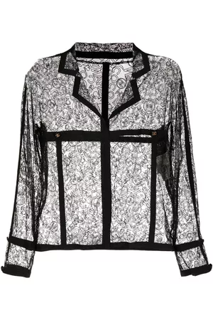 CHANEL 1994 logo-embroidered lace jacket