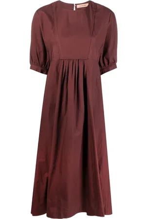 YVES SALOMON Pleat detail puff sleeve dress