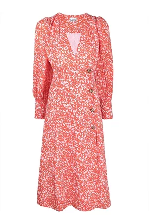Ganni Floral crepe midi dress