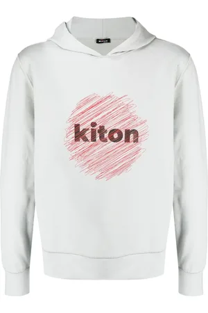 Kiton Sketch sun-logo cotton hoodie