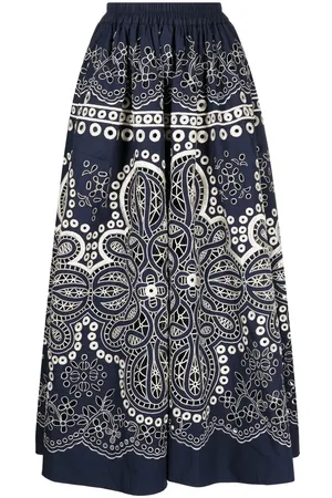 BIYAN Floral-embroidered full skirt