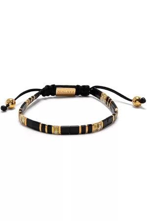Nialaya Men Bracelets - Drawstring beaded bracelet