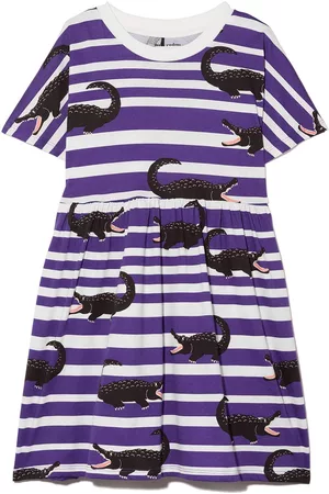 Mini Rodini Striped crocodile-print skater dress
