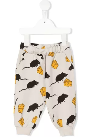 Mini Rodini Mouse-motif organic-cotton track pants